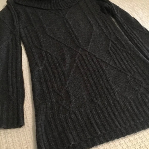 C By Bloomingdales Women Wool/Cashmere Cable-Knit Turtleneck Dark Gray Sweater S - Picture 9 of 10